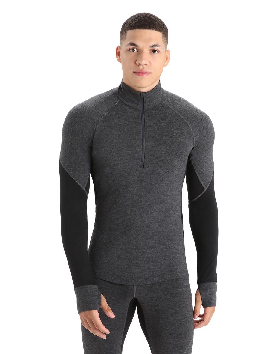 Jet Heather / Black Icebreaker BodyfitZone™ Merino 260 Zone Long Sleeve Half Zip Thermal Top Men\'s Base Layers | AU 1349LISH